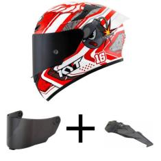 Capacete KYT TT Course Super Mario Branco e Vermelho Mais Viseira Fumê