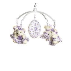 Móbile Musical Ursinha De Tiara Lilás Quarto Bebê Menina - Potinho de 