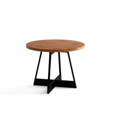 Mesa de Sala Jantar Átria 1594 Redonda Aço c/ Tampo Madeirado Redondo 100cm Preto/Nogal - Carraro