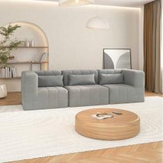 Sofá Modular 02 Cantos e 01 Poltrona Easybox Cabecasa Madeiramadeira Cinza Claro