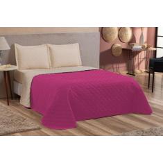 Kit Cobre Leito Casal Queen Dupla Face 3 Peças Las Vegas pink/caqui - 