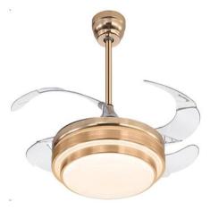 Ventilador Teto Retrátil Com Controle 110Cm Dourado Bivolt