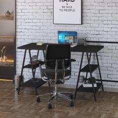 Escrivaninha Cavalete 135cm 4 Prateleiras Estilo Industrial Kuadra Compace