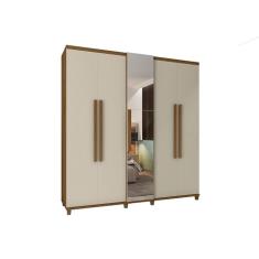 Guarda-Roupa Munique C/Espelho Cinamomo/Off White– RV Móveis