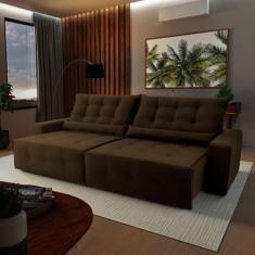 Sofá Retrátil Reclinável Islândia 2,10m Suede Velut Preto Molas no Assento - King House