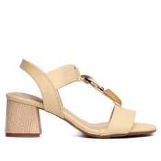 Sandália Feminina Modare Salto Bloco Napa Bege, Bege, 37