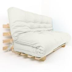 Sofa Cama Futon Oriental King Branco Off Acquablock Madeira Maciça Pinus Natural Sem Pintura