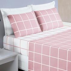 Jogo De Lençol Casal 4 Peças 200 Fios Estampa Grid Austin - Linda Casa