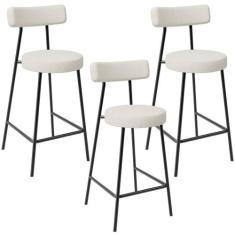 Kit 03 Banquetas Baixa Para Cozinha Sala De Jantar Bancada Milão L02 L
