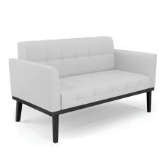 Sofá Namoradeira 2 Lugares Base de Madeira Preto Elisa Linho Cinza A05 D03 - D'Rossi