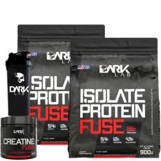 Kit 2x Isolate Protein Fuse, Creatina 300g, Coqueteleira 700ml Dark La
