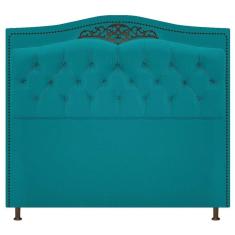 Cabeceira Estofada Yasmim 90cm Solteiro Suede Azul Turquesa