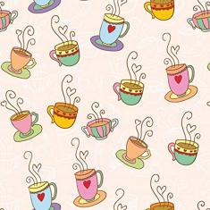 Papel De Parede Adesivo Lavável Xícaras De Café 18m