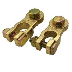 Ampper Brass Battery Terminal Clamps, Top Post Battery Terminals Connector Set for Marine Car Boat RV Vehicles (1 Pair)