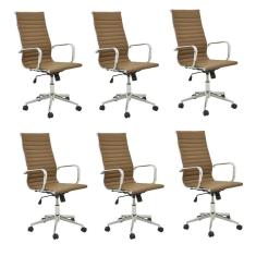 Kit 6 Cadeiras de Escritório Presidente Giratória Sevilha  Cinza