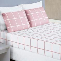 Jogo De Cama Lençol 200 Fios Austin King 03 Peças - Rosa