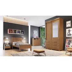 Guarda Roupa Solteiro com Espelho 2 Portas 6 Gavetas - Capri-Cumaru - Móveis Novo Horizonte