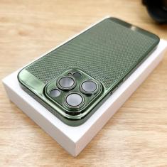 Capa de telefone com dissipação de calor galvanizada dura para iPhone 11 12 13 14 15 Pro Max 7 8 14 15 Plus XS Max Chapeamento capa respirável, verde, para iPhone 11 ProMax