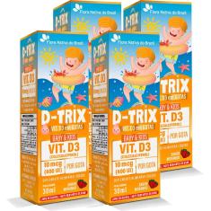 Kit Com 4 D-Trix - Vitamina D3 Kids Em Gotas 30Ml Flora Nativa Do Brasil