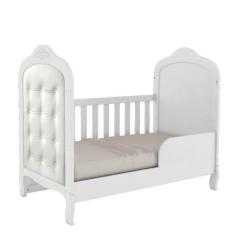 Berço Mini Cama com Capitonê Elô  Móveis Peroba, Branco BrilhoCorino B