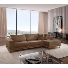 Sofá Cronos 03 Metros Chaise Lado Direito Meu Sofá Online B016 Veludo Marrom