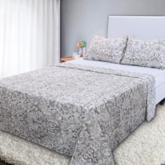 Jogo de Cama Lençol 4 Peças Queen Com Elástico Estampado 158x198x30cm 