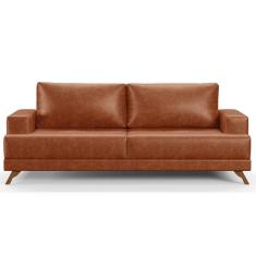 Sofá 3 Lugares 200cm Living Pés Curvos Santi D05 Sintético Camel Mpozenato