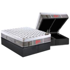 Cama Box Baú Queen: Colchão Molas Pocket Ensacadas Castor Light Stress