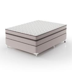 Cama Box Casal com Colchão Sonhare Mola Ensacada Bege
