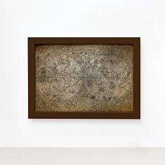 Quadro Vintage Mapa Antigo Moldura Marrom 33x43cm