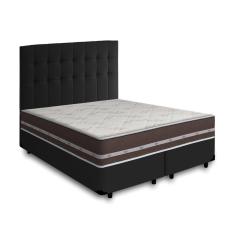 Cama Box + Cabeceira Cassis e Colchão Queen - Anjos - Classic Superlastic - 158x198x57cm Preto