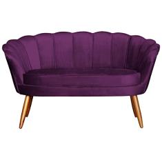 Namoradeira Estofada 2 Lugares Para Sala Comercial Pétala Veludo Roxo - LM DECOR
