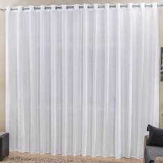 Cortina Roma 2,00M X 1,70M Branca Tecido Rafia Detalhado Para Sala Ou Quarto