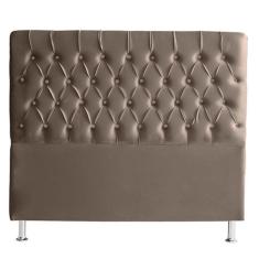 Cabeceira De Cama Box Paris Queen 160 Cm Botão Strass Suede Capuccino Eli Móveis