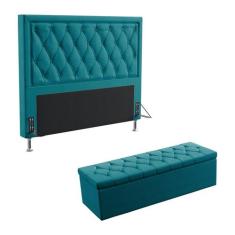 Kit Cabeceira Estofada Decorativa Centaurus 160 Para Cama Queen e Calç