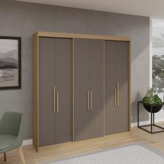 Guarda-roupa Casal 6 Portas Lugano Cedro/Cinza