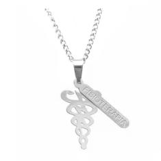 Colar Corrente E Pingente Profissão Fisioterapia Aço Inox