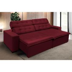 Sofá Retrátil e Reclinável 2,30m Suede Vinho Magno - Sofá Casa