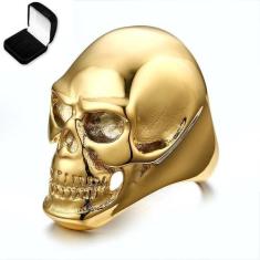 Anel Caveira  Titânio Folheado Motoqueiro Moto Harley Rock - Judith Jo