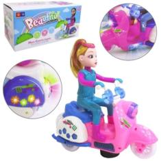 Boneca com  triciclo som e luz a pilha na caixa  bate e volta beautifu
