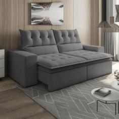 Sofá Retrátil e Reclinável 4 Lugares 290cm Pillow Top Duplo Base Madei