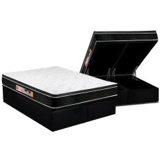 Conjunto Box Baú King: Colchão Espuma D33 Black E White Pillow + Base Crc Courano Black(193x203)