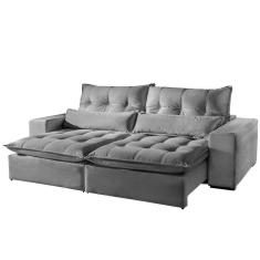 Sofá 5 Lugares Máximo Retrátil E Reclinável 2,90M Suede Cinza Claro Cinza Claro