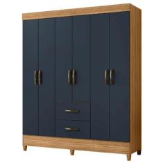 Guarda Roupas Casal 6 Portas 2 Gavetas Mobi Nature / Grafite Albatroz 