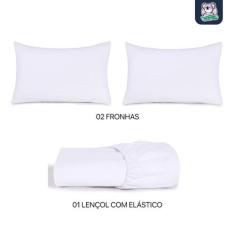 Jogo de Lençol Casal 3 Peças 100% Algodão Fio Penteado Percal 200 Fios