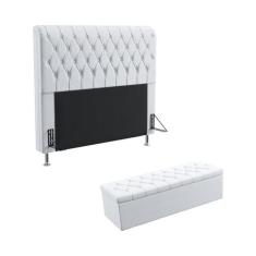 Kit Cabeceira Estofada Decorativa Bellatrix 195 Para Cama King e Calça