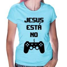 Baby Look Jesus está no controle - Foca na Moda, Azul bebê, M