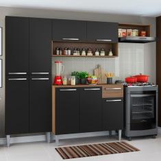 Cozinha Compacta Madesa Emilly Top com Armário e Balcão - Rustic/Preto