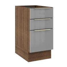 Balcão Madesa Lux 40 cm 3 Gavetas (Sem Tampo) - Rustic/Cinza