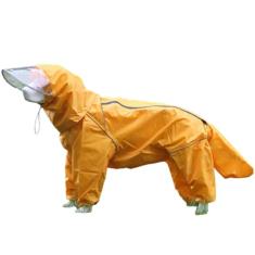 Casaco de chuva para cães, impermeável, casaco de chuva para cães com pernas com capuz, 4 pernas, equipamento de chuva com capuz de raça grande com capa para cães machos, médio e grande, aba